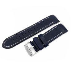 Vostok Europe Anchar leather strap / 24 mm / blue / white / polished buckle