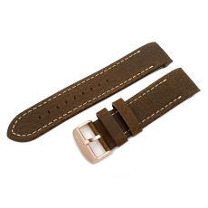 Vostok Europe Anchar leather strap / 24 mm / brown / white / rose buckle