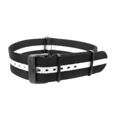 Vostok Europe Anchar Textilarmband / 24 mm / schwarz / weiß / Schließe schwarz