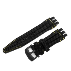 Vostok Europe Energia Rocket Lederarmband (genarbt) / 26 mm / schwarz / gelb / Schließe schwarz