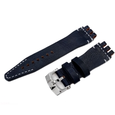 Vostok Europe Energia Rocket leather strap / 26 mm / blue / white / polished buckle