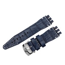 Vostok Europe Energia Rocket leather strap / 26 mm / blue / white / croco / polished buckle