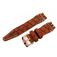 Vostok Europe Energia Rocket leather strap / 26 mm / brown / white / rose buckle