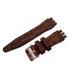 Vostok Europe Energia Rocket leather strap / 26 mm / dark brown / black / rose buckle