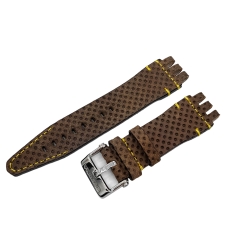 Vostok Europe Energia Rocket leather strap / 26 mm / khaki / yellow / polished buckle