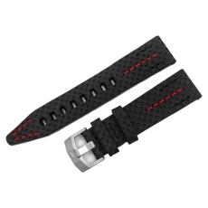 Vostok Europe Engine vegetable leather strap / 22 mm / black / red / mat buckle