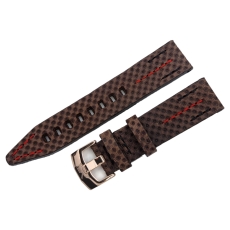 Vostok Europe Engine vegetable leather strap / 22 mm / brown / red / rose buckle