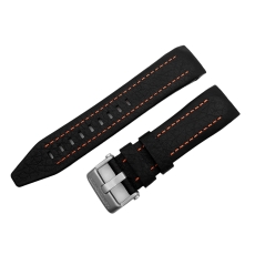 Vostok Europe Lunokhod 2 leather strap / 25 mm / black / orange / mat buckle