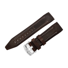 Vostok Europe Lunokhod 2 leather strap / 25 mm / brown / white / polished buckle