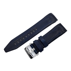 Vostok Europe Lunokhod 2 leather strap / 25 mm / dark blue / blue / polished buckle