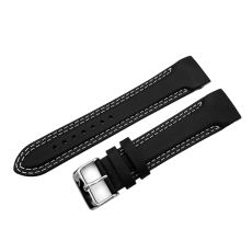 Vostok Europe Rocket N1 leather strap / 22 mm / black / white / polished buckle