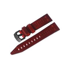 Vostok Europe Rocket N1 leather strap / 22 mm / red / black / black buckle